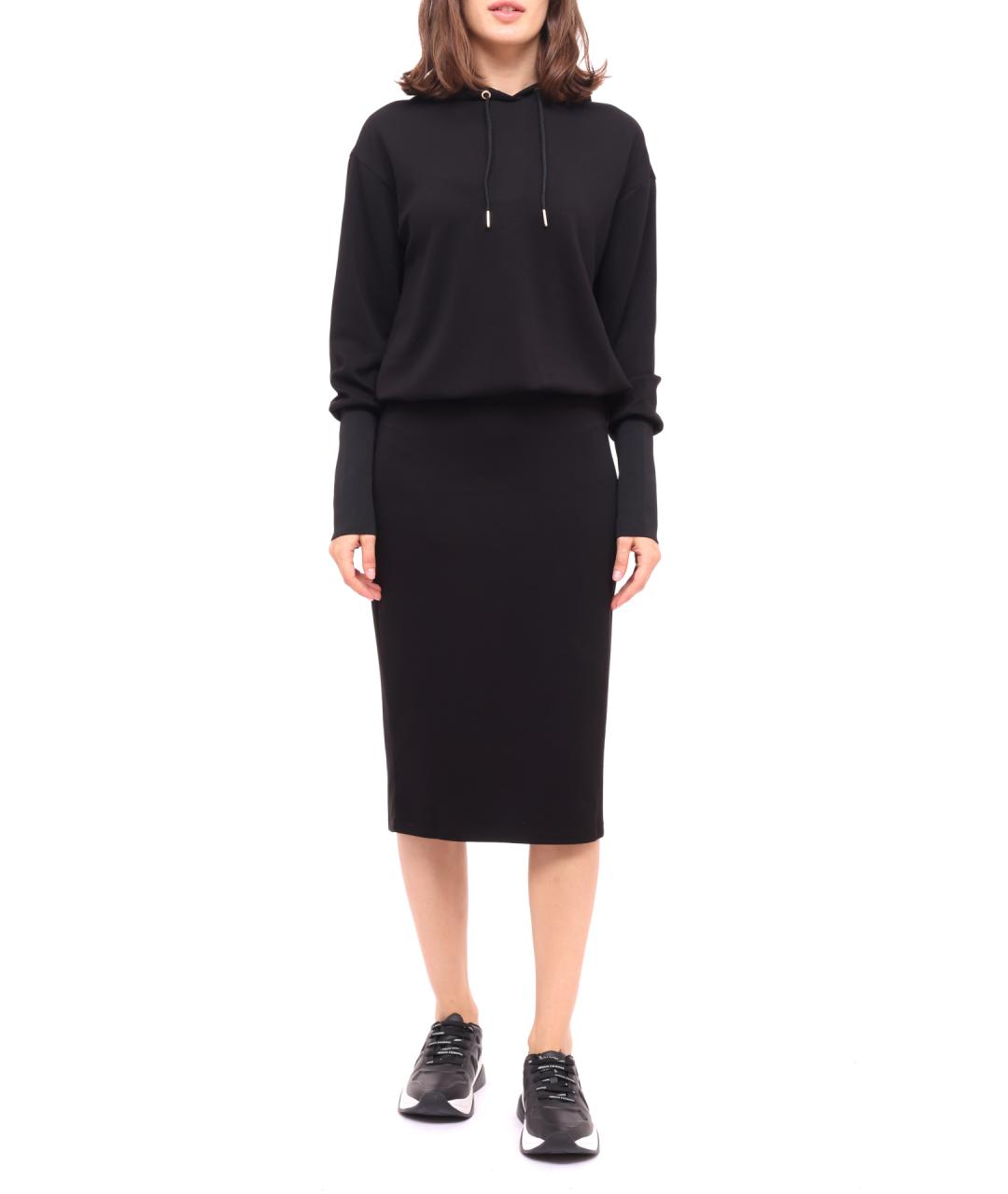 ARMANI EXCHANGE Черное хлопковое повседневное платье, фото 1