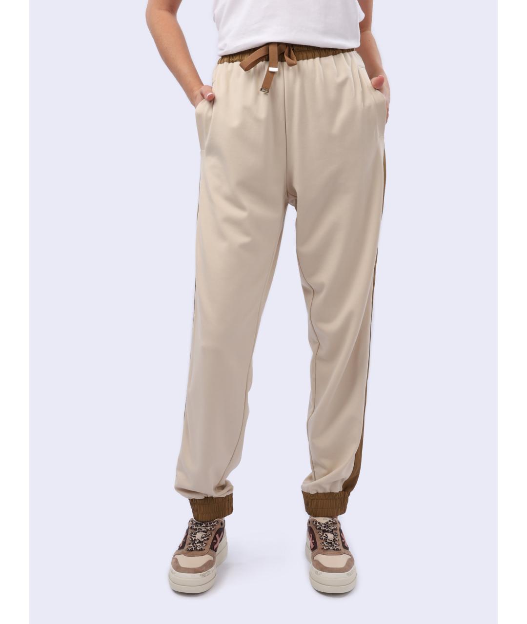 HERNO Бежевые вискозные прямые брюки, фото 7