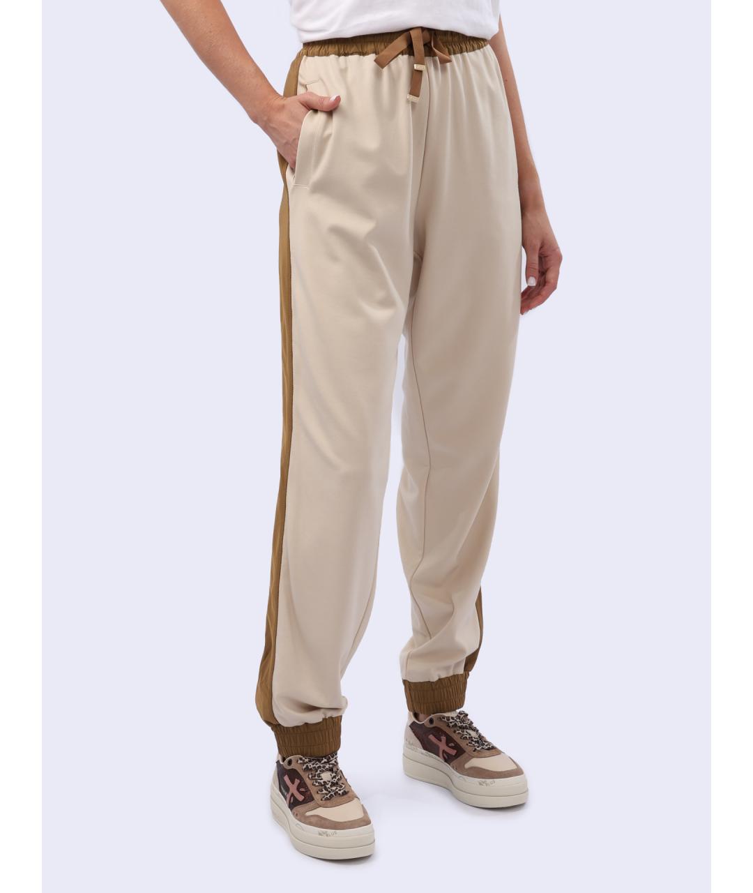 HERNO Бежевые вискозные прямые брюки, фото 4