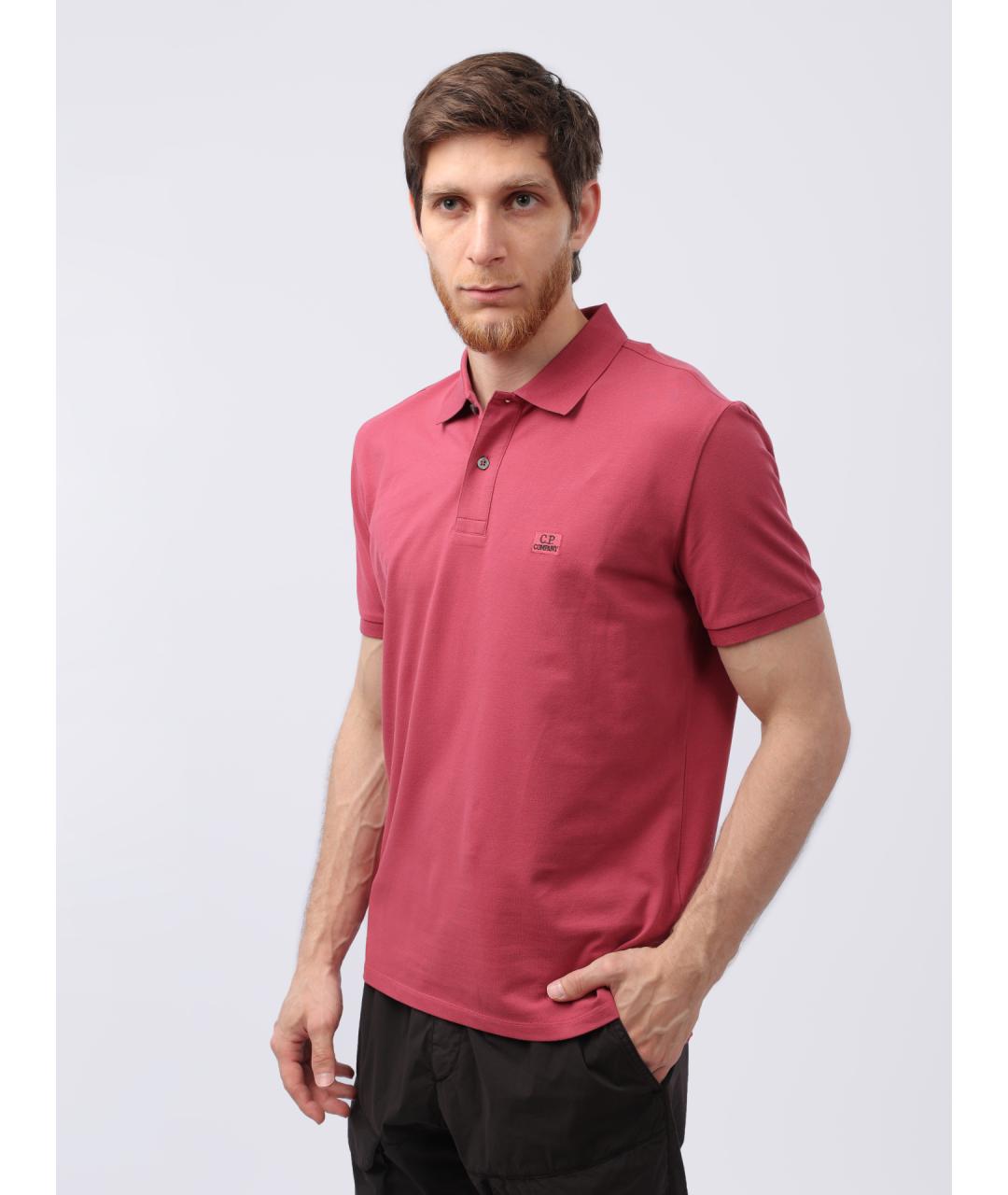 CP COMPANY Коралловое хлопковое поло с коротким рукавом, фото 4