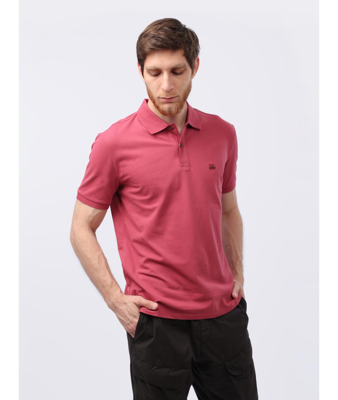 CP COMPANY Коралловое хлопковое поло с коротким рукавом, фото 3