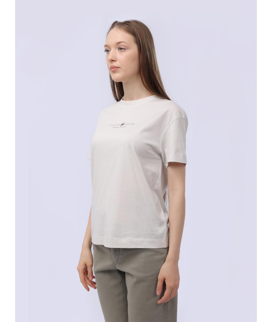 BRUNELLO CUCINELLI Белая хлопковая футболка, фото 3