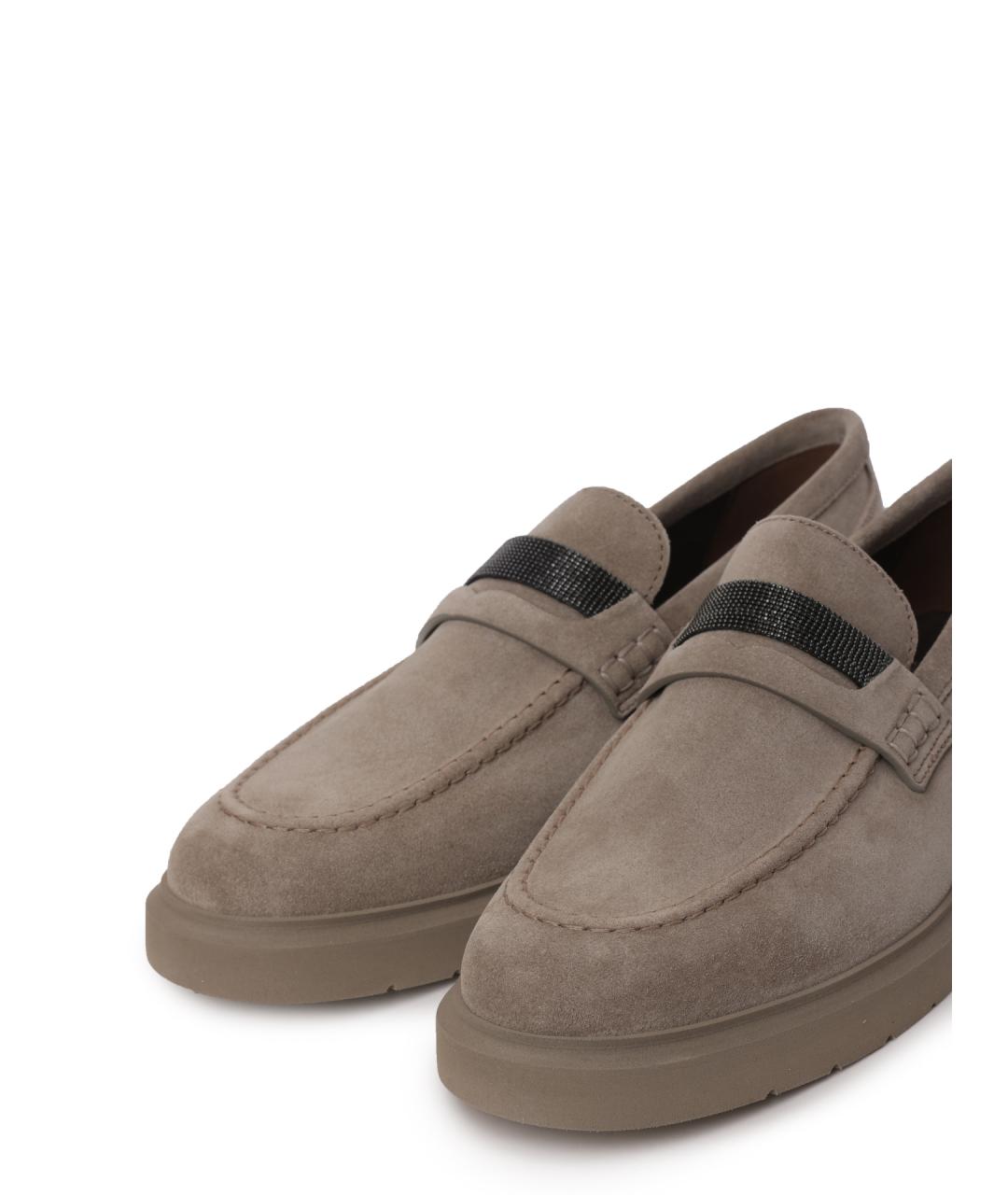 BRUNELLO CUCINELLI Бежевые замшевые лоферы, фото 6