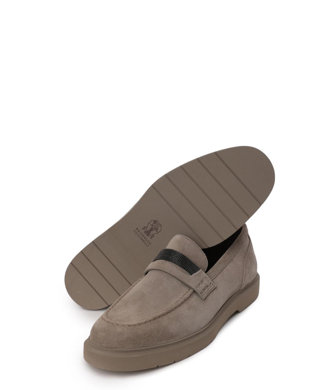 BRUNELLO CUCINELLI Бежевые замшевые лоферы, фото 4