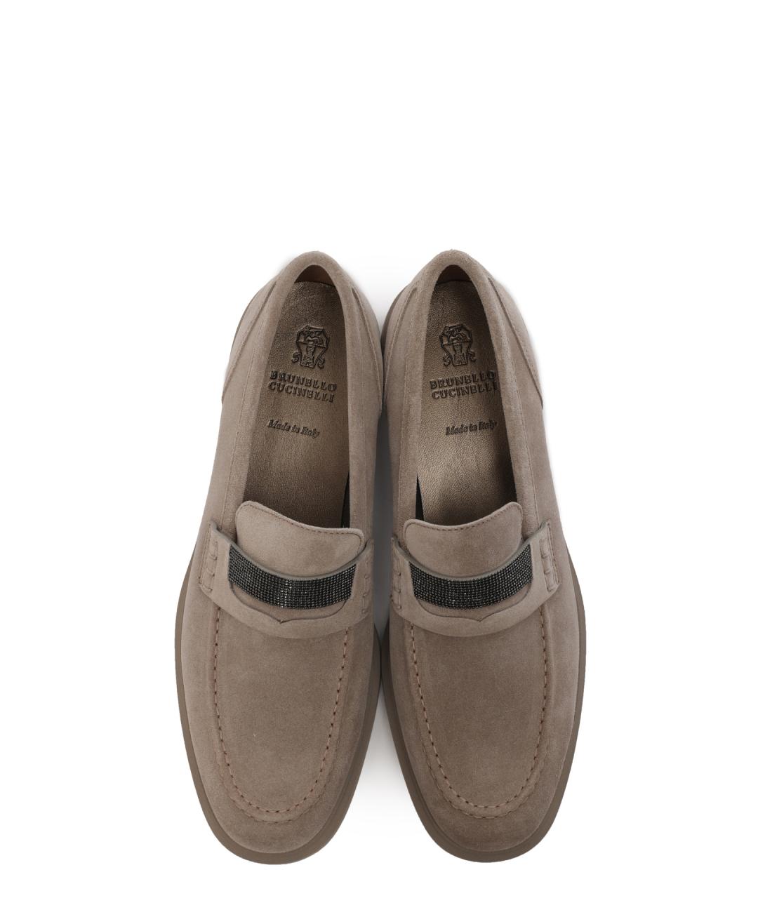 BRUNELLO CUCINELLI Бежевые замшевые лоферы, фото 5