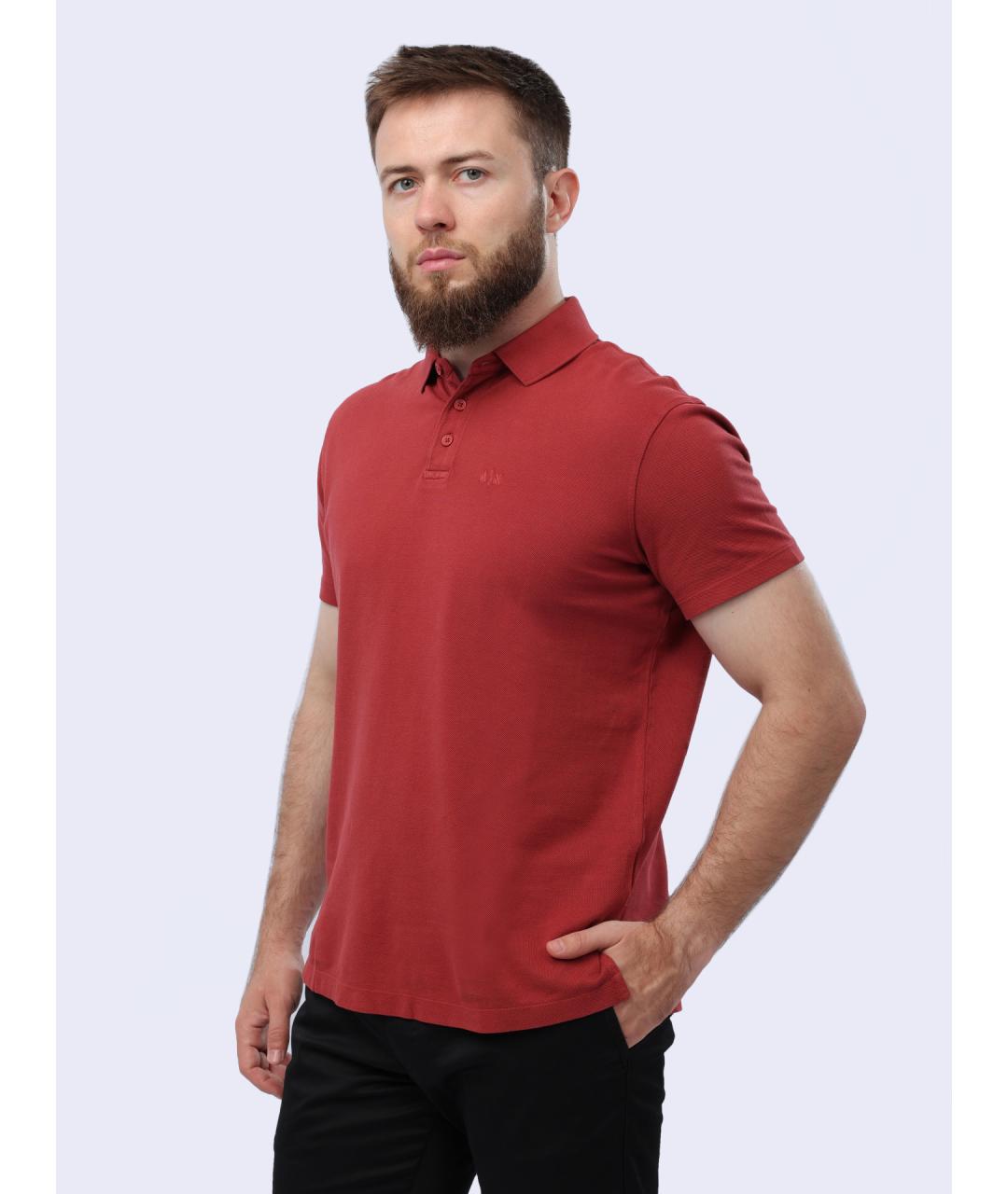 ARMANI EXCHANGE Красное хлопковое поло с коротким рукавом, фото 3