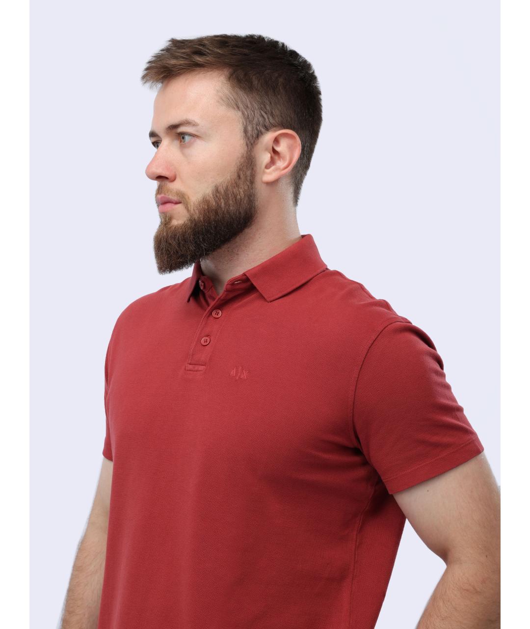 ARMANI EXCHANGE Красное хлопковое поло с коротким рукавом, фото 4