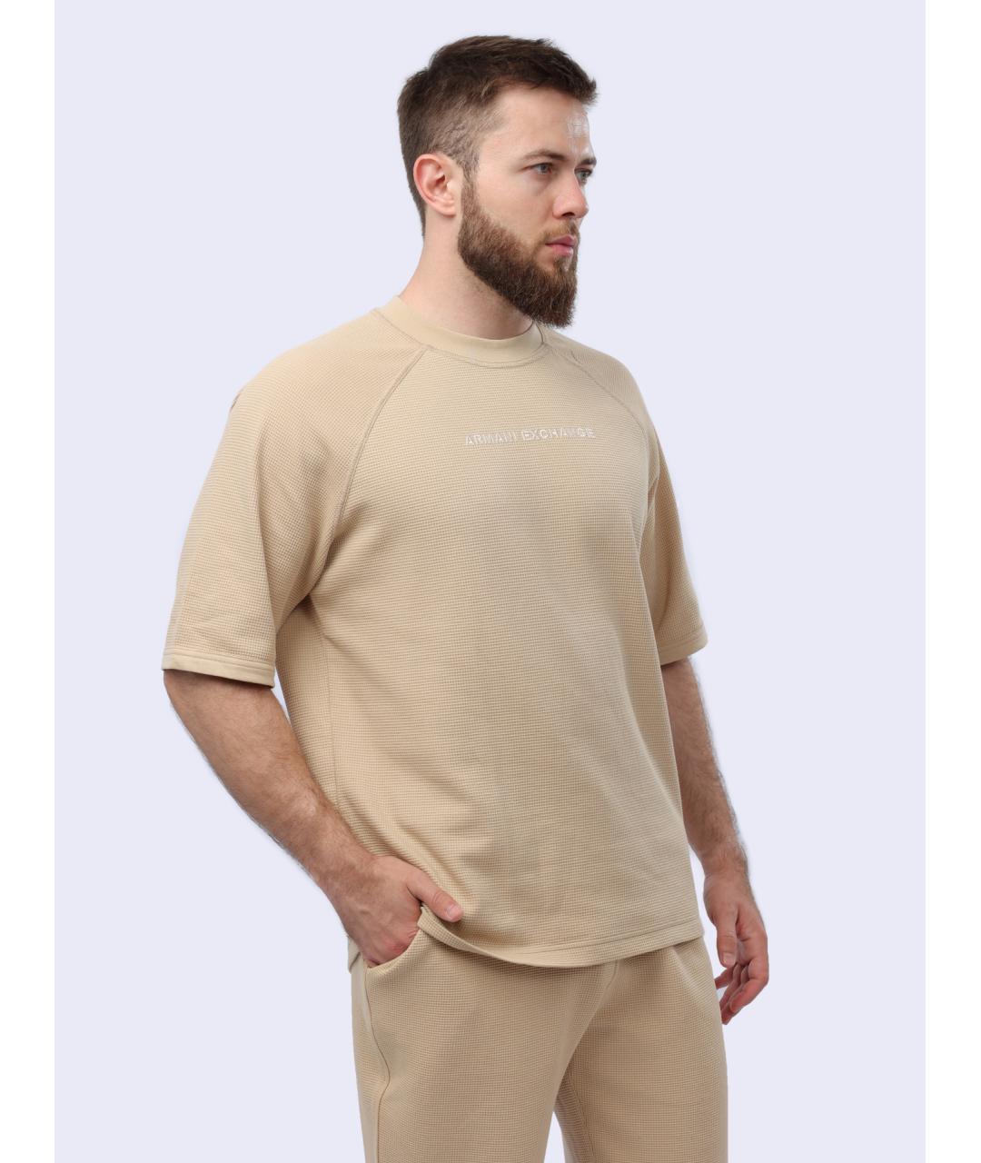 ARMANI EXCHANGE Бежевая хлопковая футболка, фото 5
