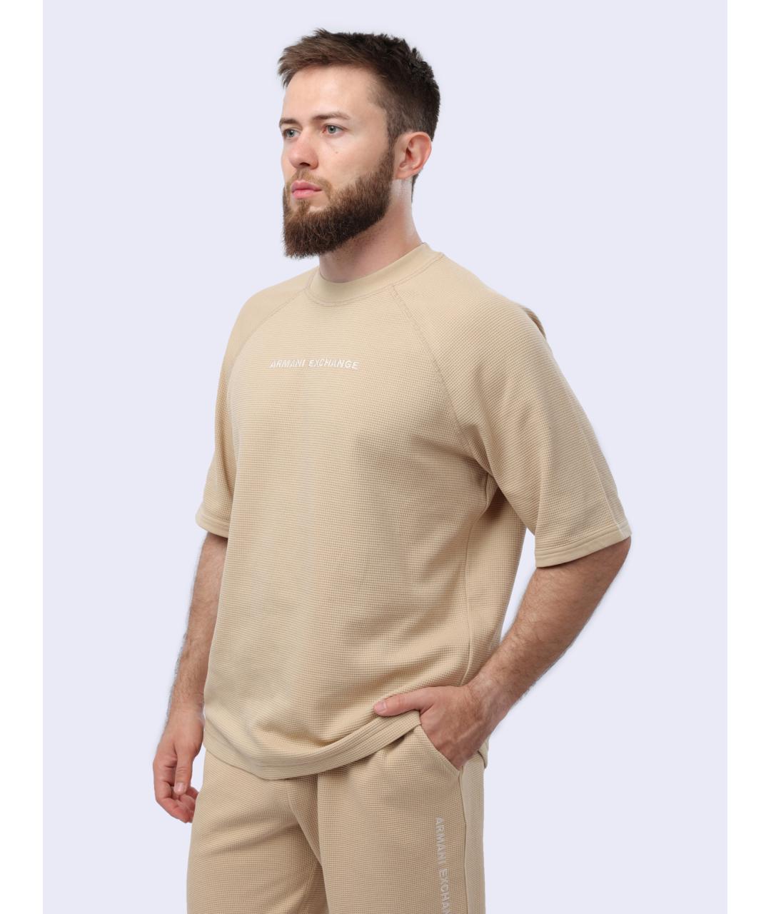 ARMANI EXCHANGE Бежевая хлопковая футболка, фото 2