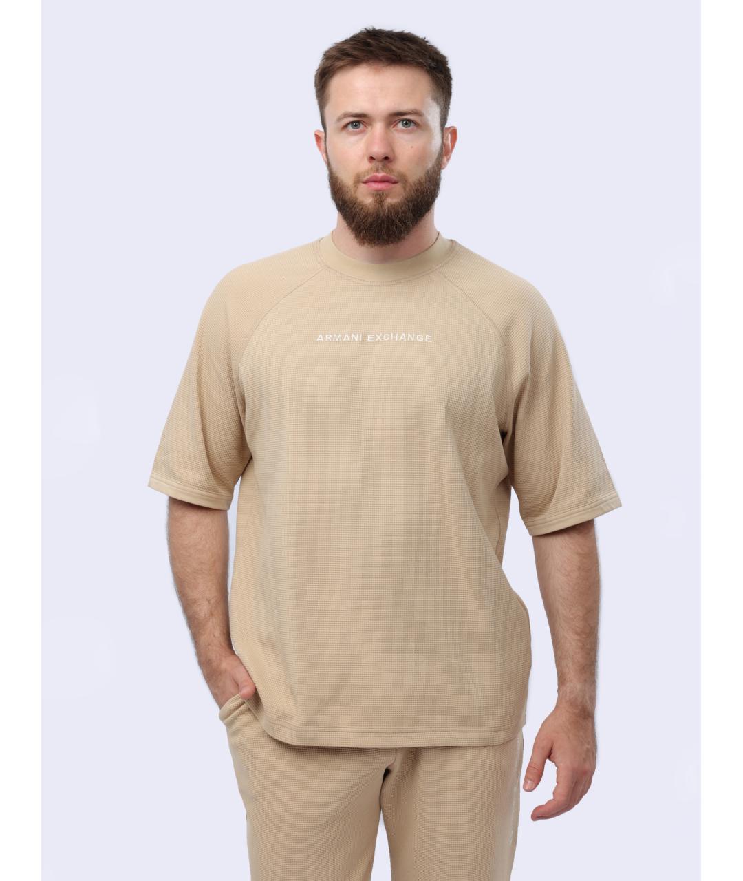 ARMANI EXCHANGE Бежевая хлопковая футболка, фото 3