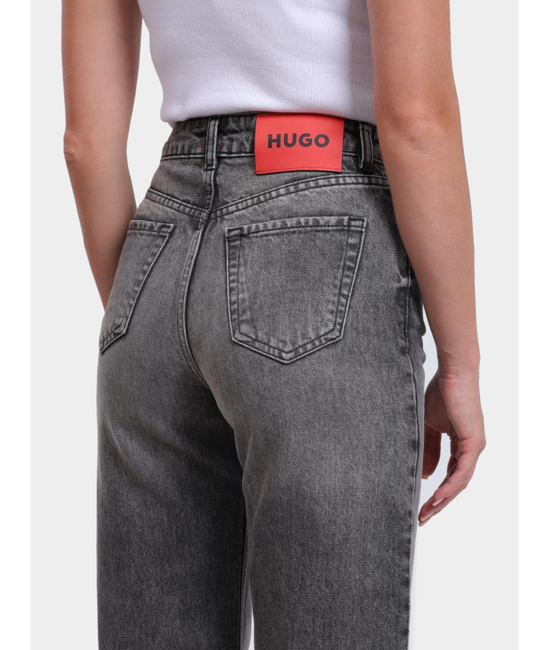 HUGO Серые хлопковые прямые джинсы, фото 5