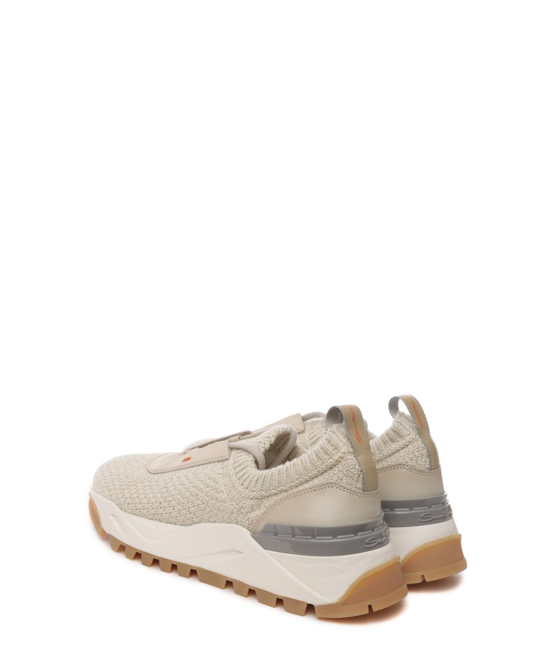 SANTONI Бежевые текстильные кроссовки, фото 3