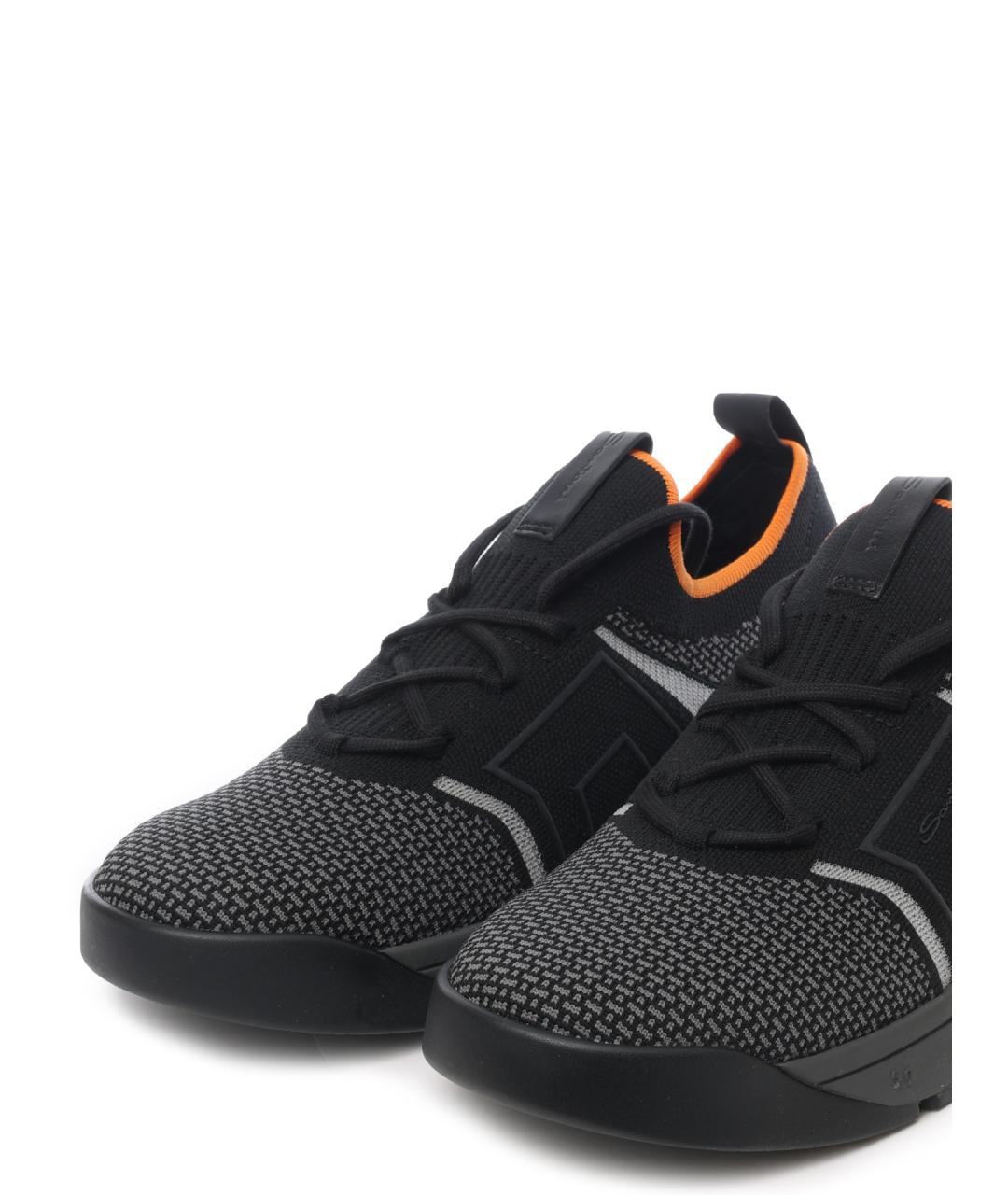 SANTONI Черные текстильные низкие кроссовки / кеды, фото 6