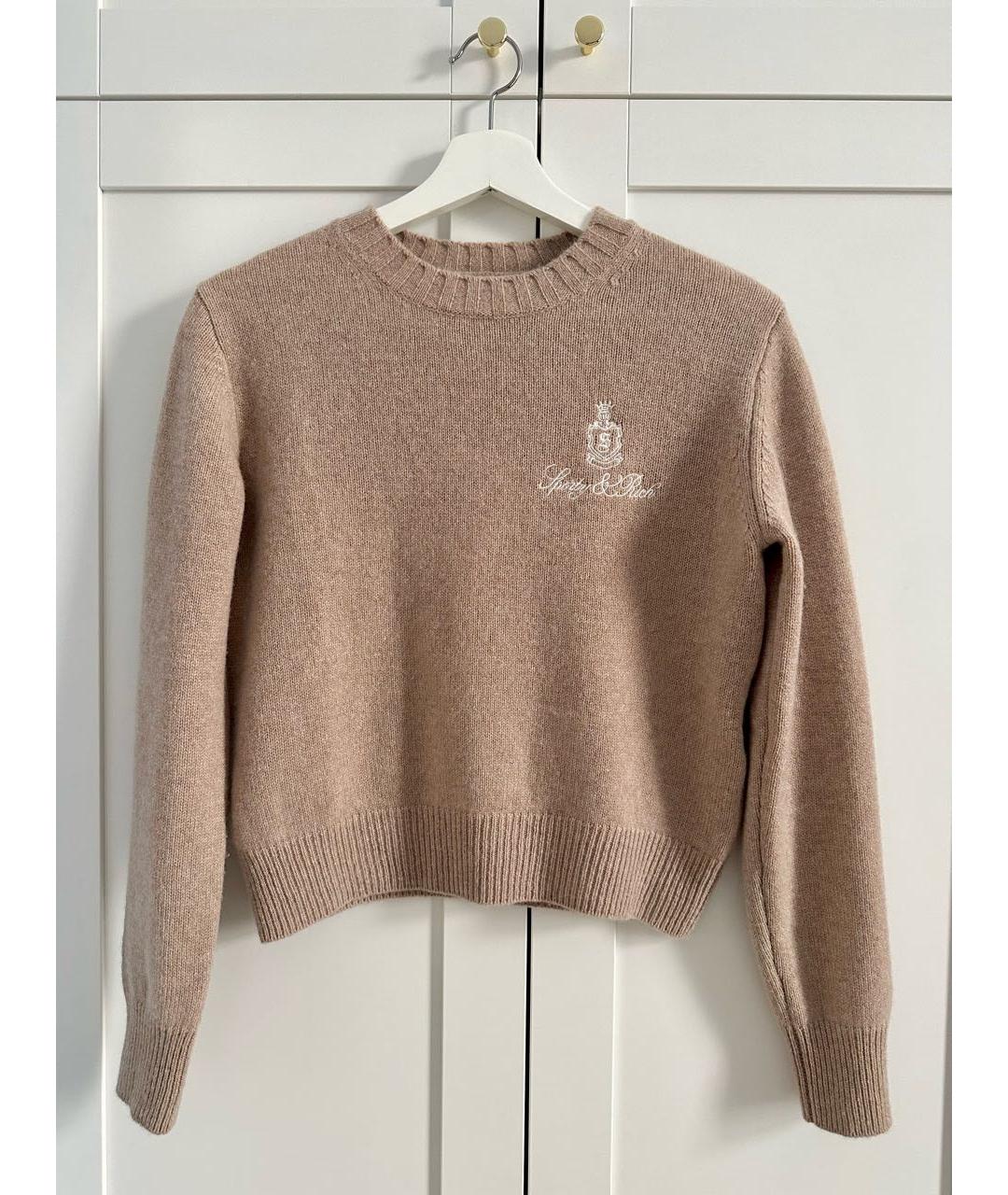 SPORTY AND RICH Бежевый кашемировый джемпер / свитер, фото 9