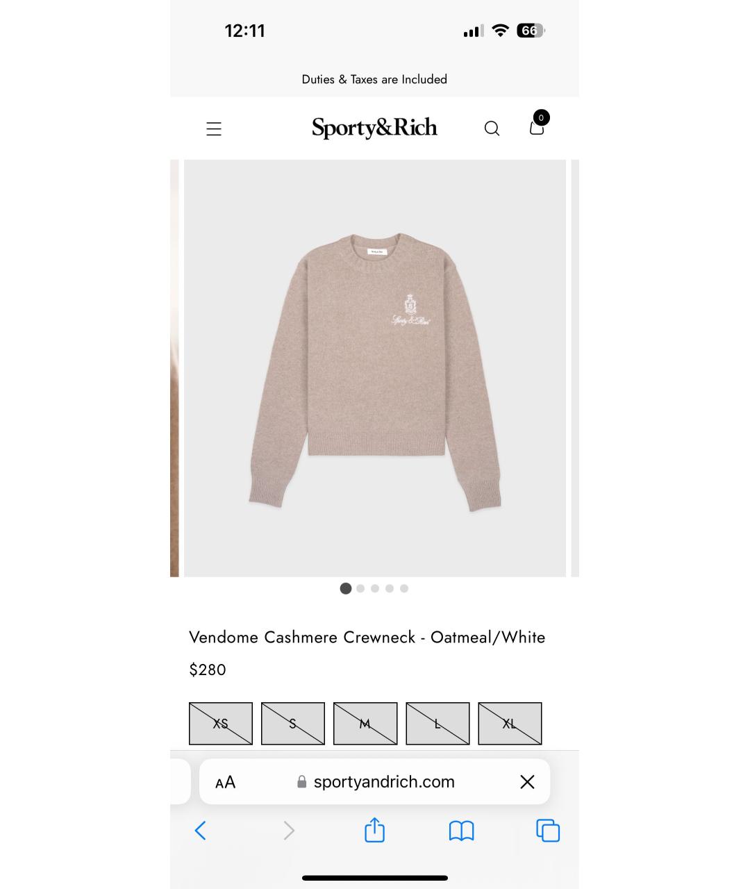 SPORTY AND RICH Бежевый кашемировый джемпер / свитер, фото 7