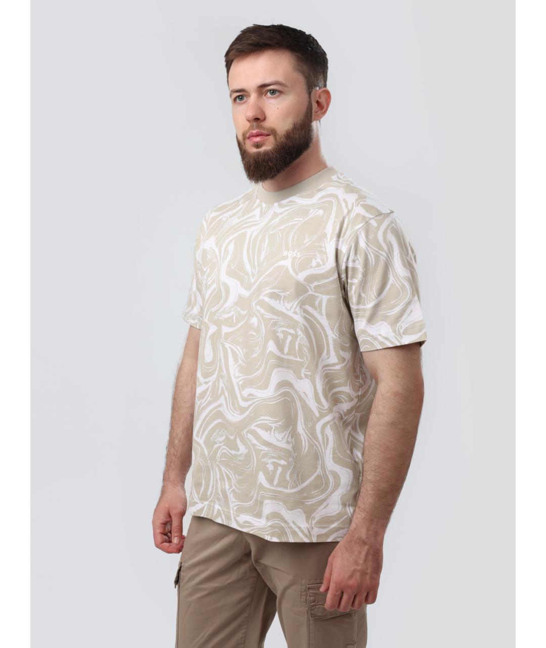 HUGO BOSS Бежевая хлопковая футболка, фото 4