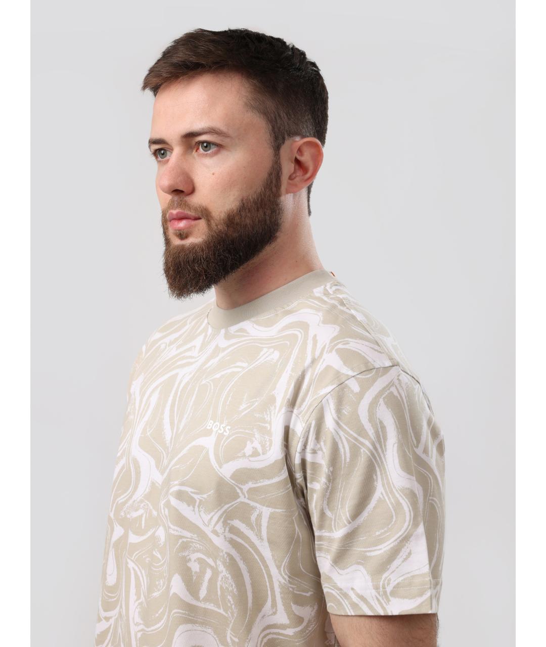 HUGO BOSS Бежевая хлопковая футболка, фото 5
