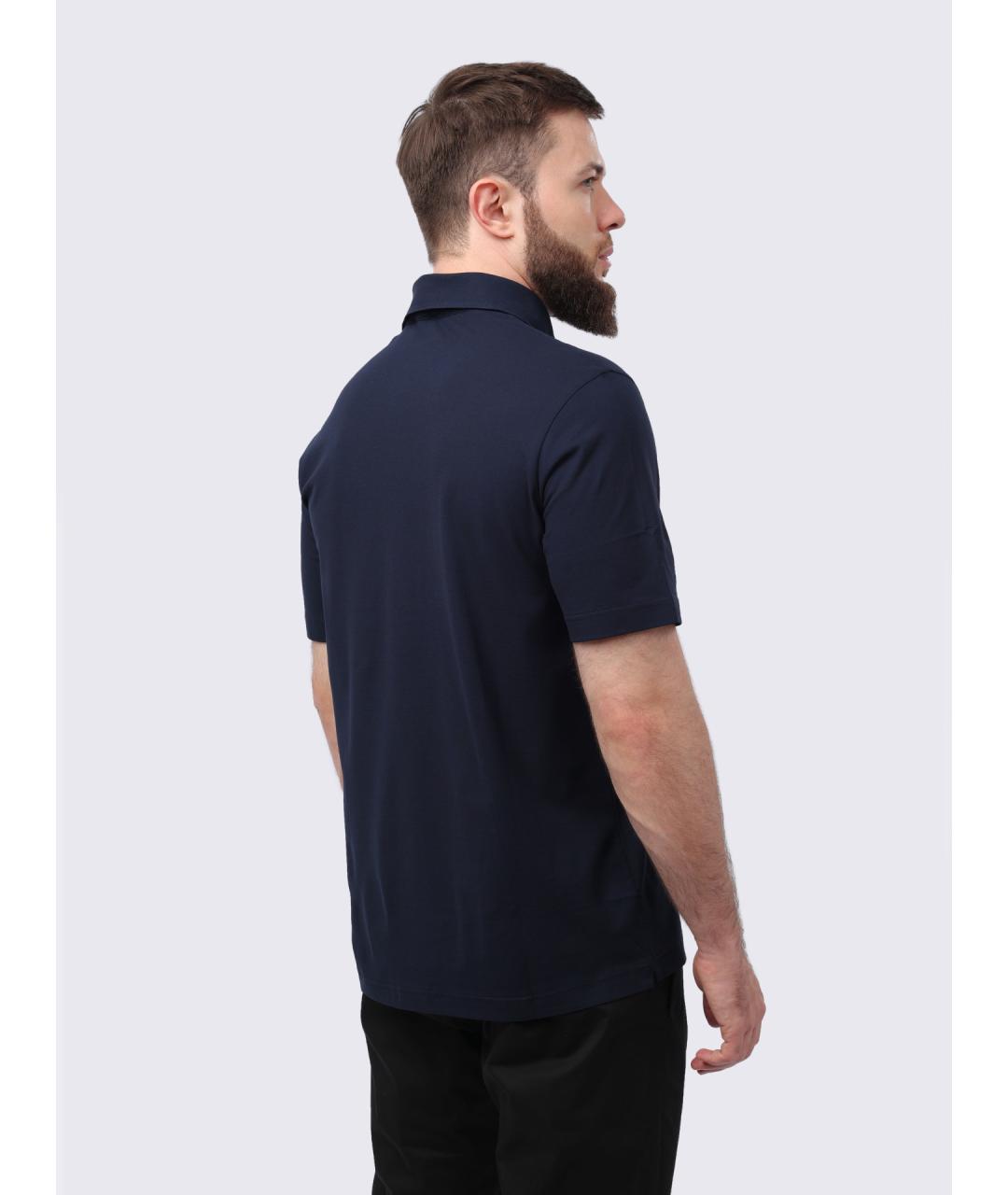 HERNO Синее хлопковое поло с коротким рукавом, фото 6