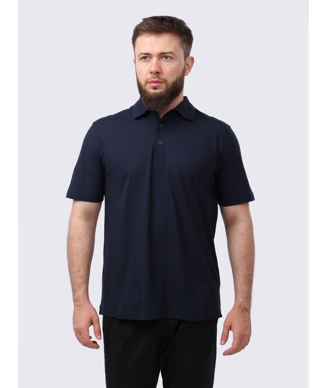 HERNO Синее хлопковое поло с коротким рукавом, фото 7