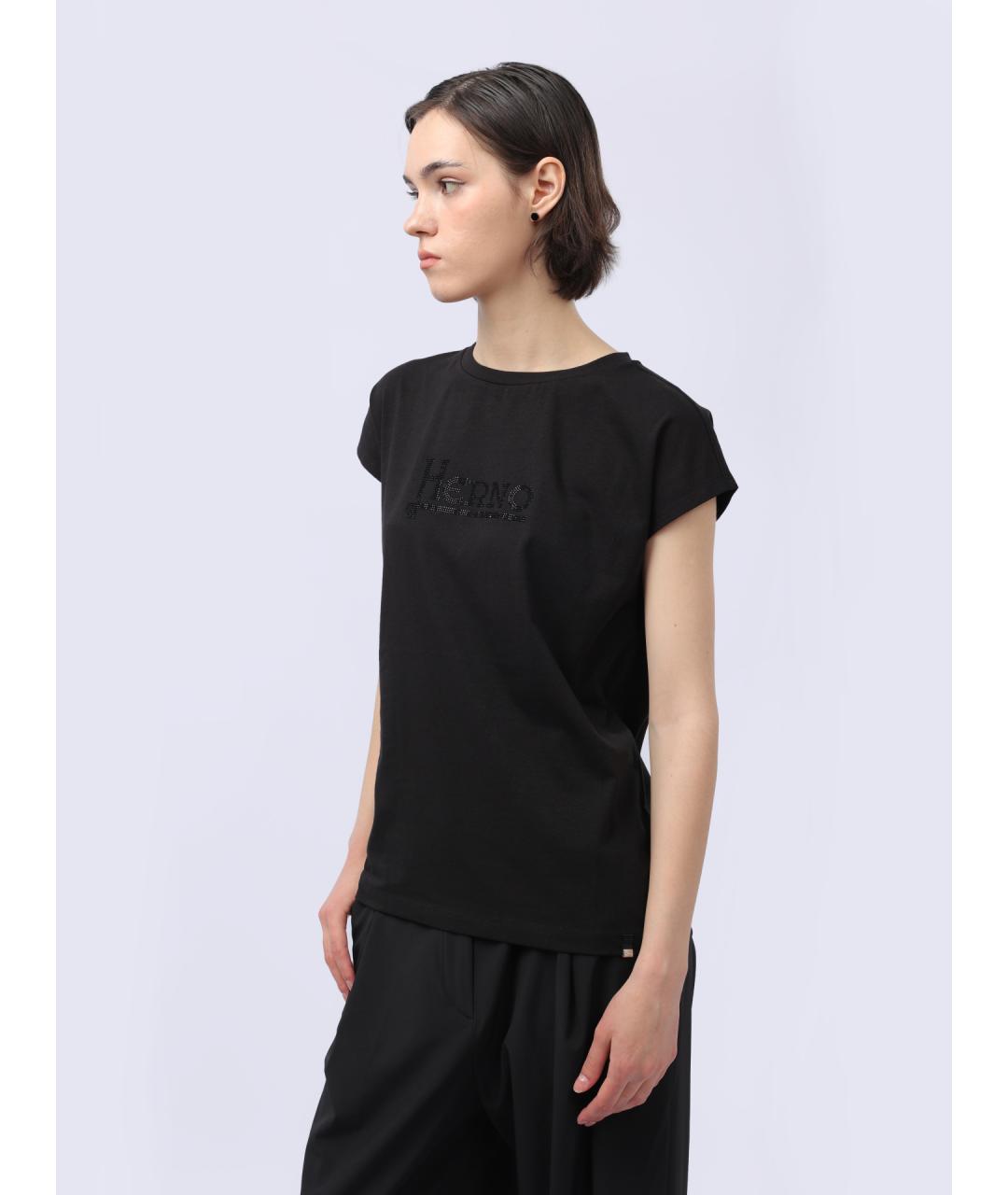 HERNO Черная хлопковая футболка, фото 3