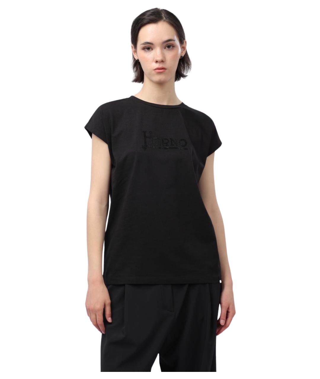 HERNO Черная хлопковая футболка, фото 1