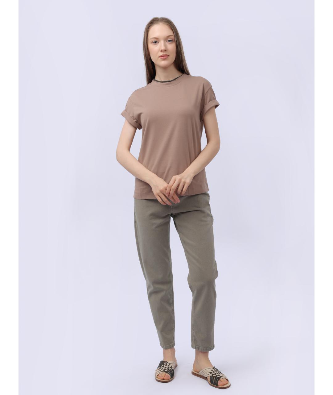 BRUNELLO CUCINELLI Бежевая хлопковая футболка, фото 2