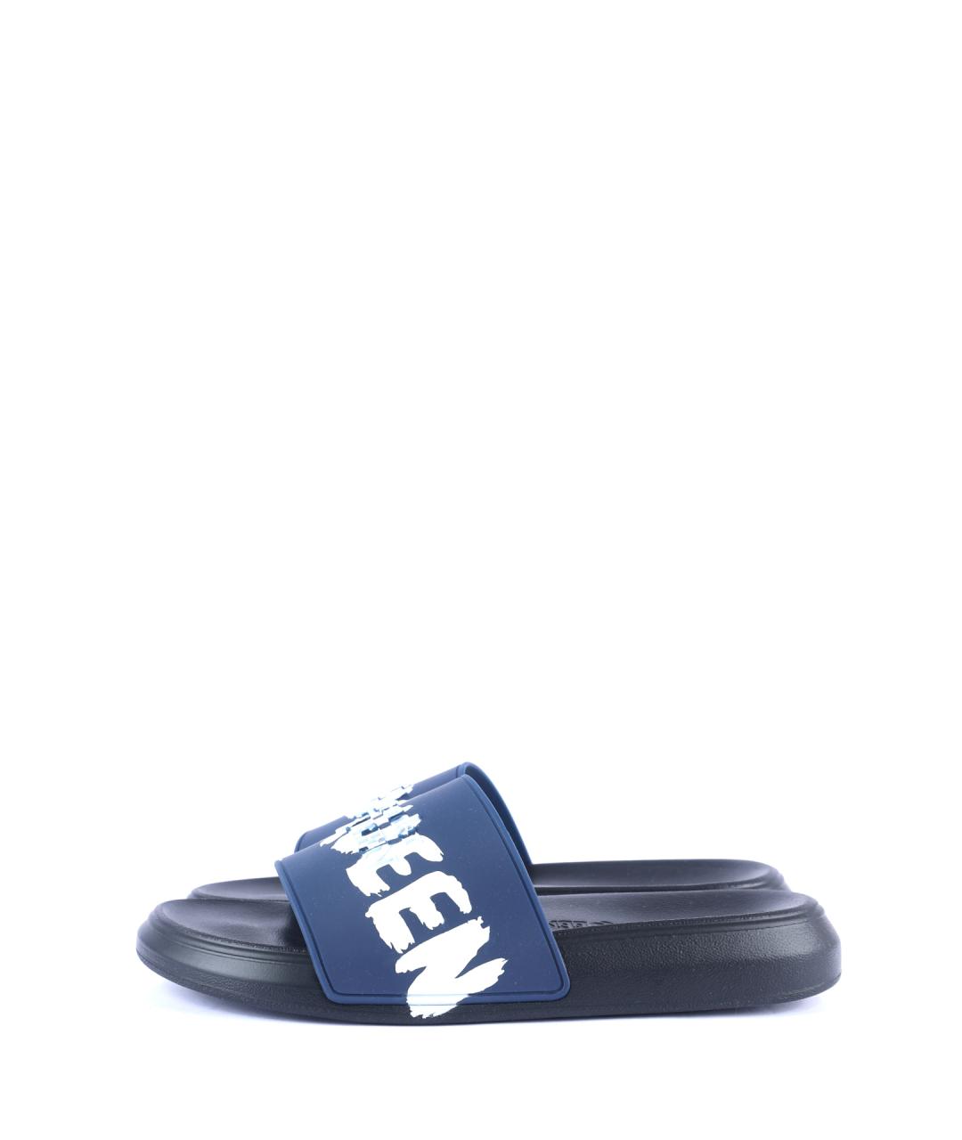 ALEXANDER MCQUEEN Темно-синие резиновые шлепанцы, фото 8