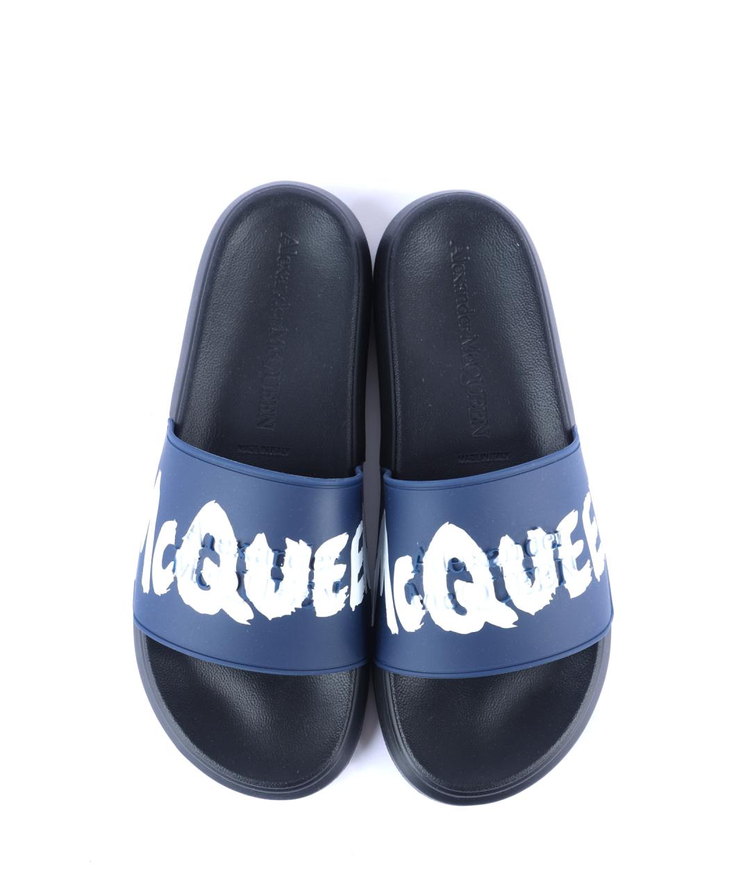 ALEXANDER MCQUEEN Темно-синие резиновые шлепанцы, фото 4
