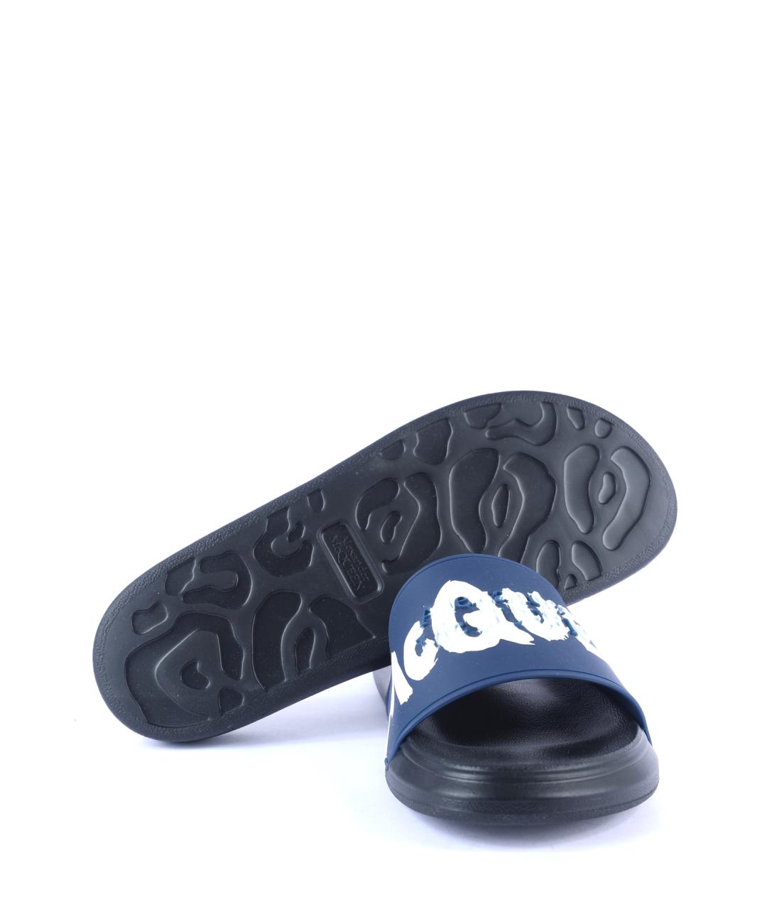 ALEXANDER MCQUEEN Темно-синие резиновые шлепанцы, фото 5