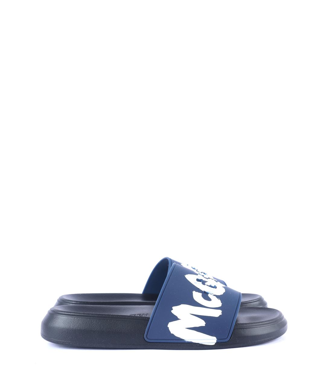 ALEXANDER MCQUEEN Темно-синие резиновые шлепанцы, фото 6