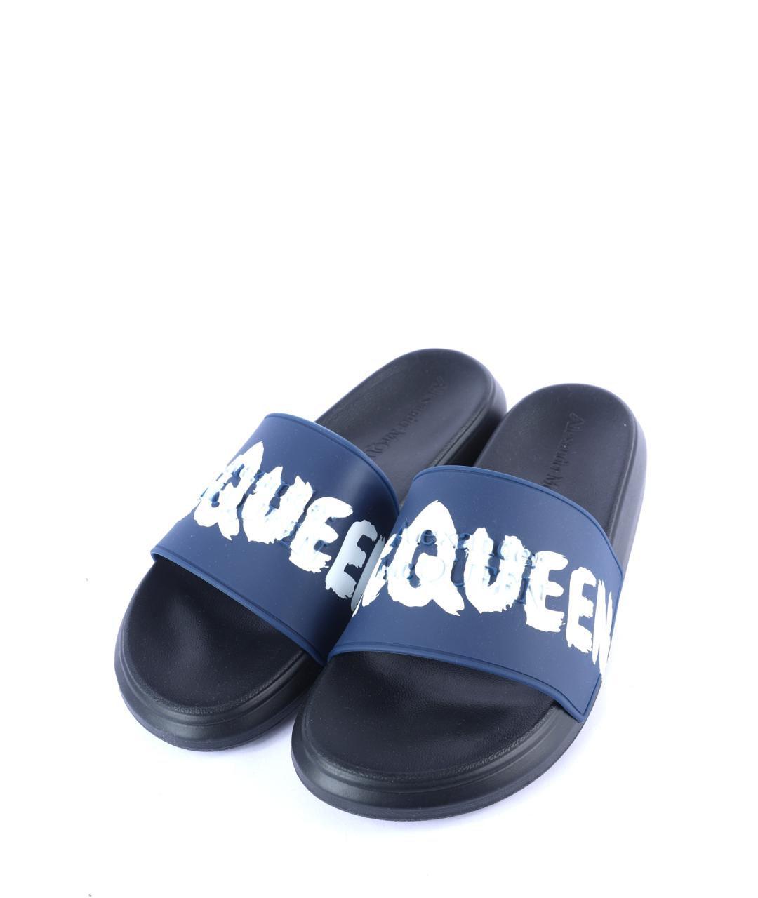 ALEXANDER MCQUEEN Темно-синие резиновые шлепанцы, фото 2