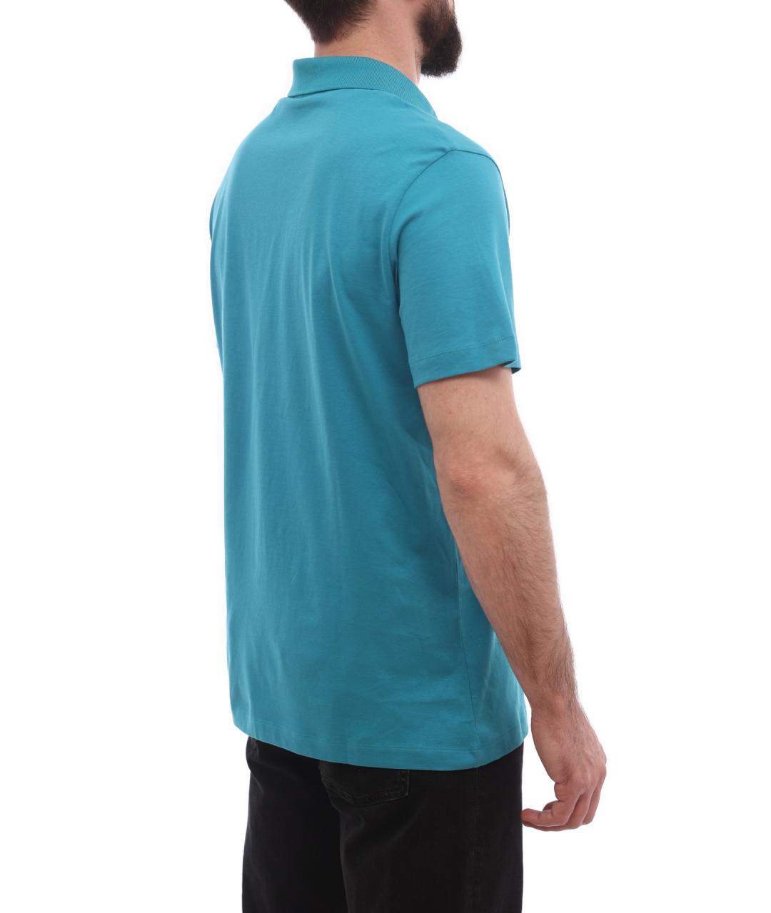 ARMANI EXCHANGE Голубое хлопковое поло с коротким рукавом, фото 5