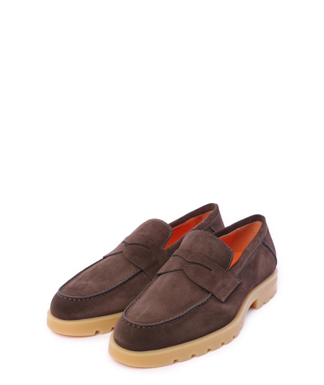 SANTONI Коричневые замшевые лоферы, фото 2