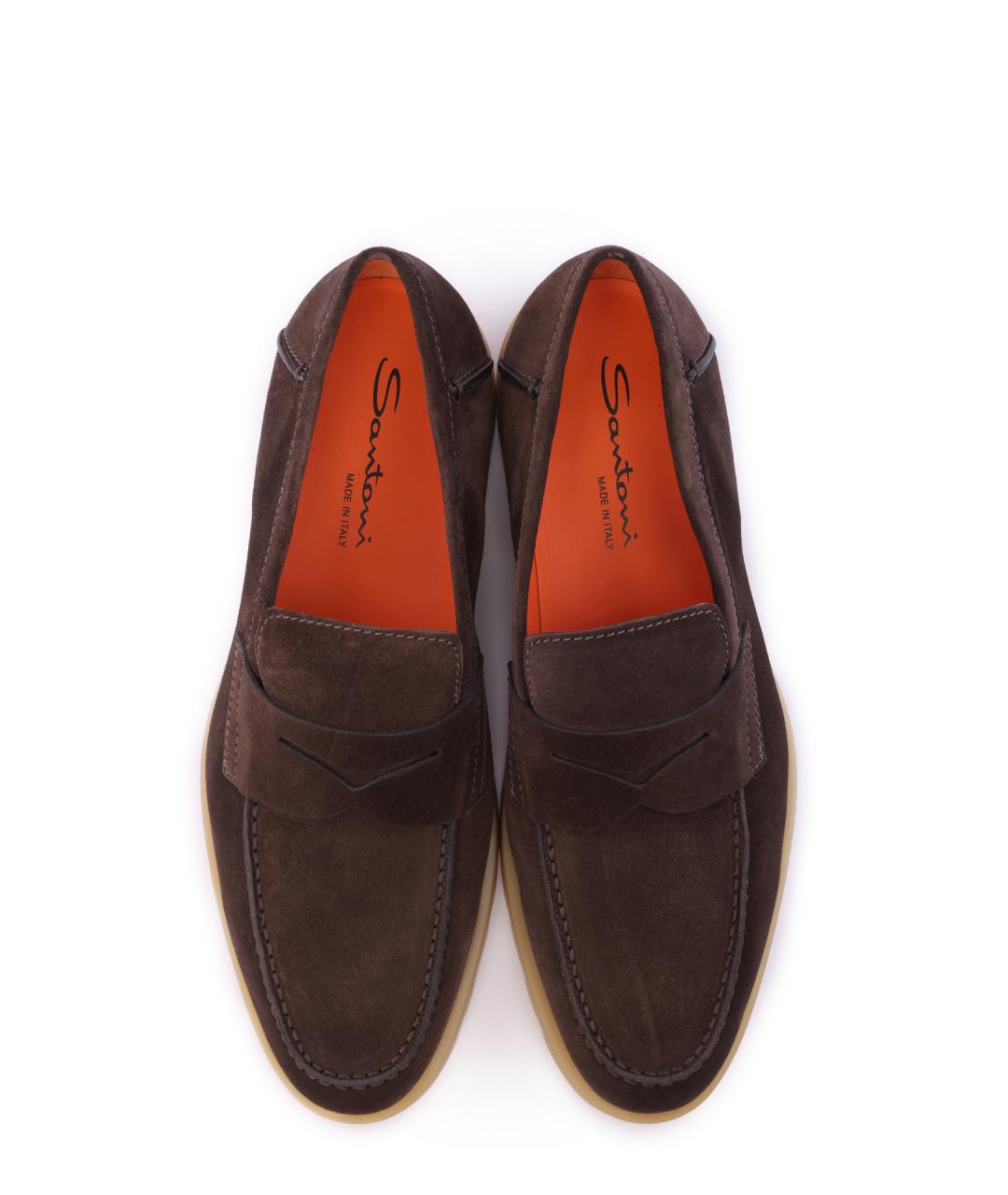 SANTONI Коричневые замшевые лоферы, фото 4