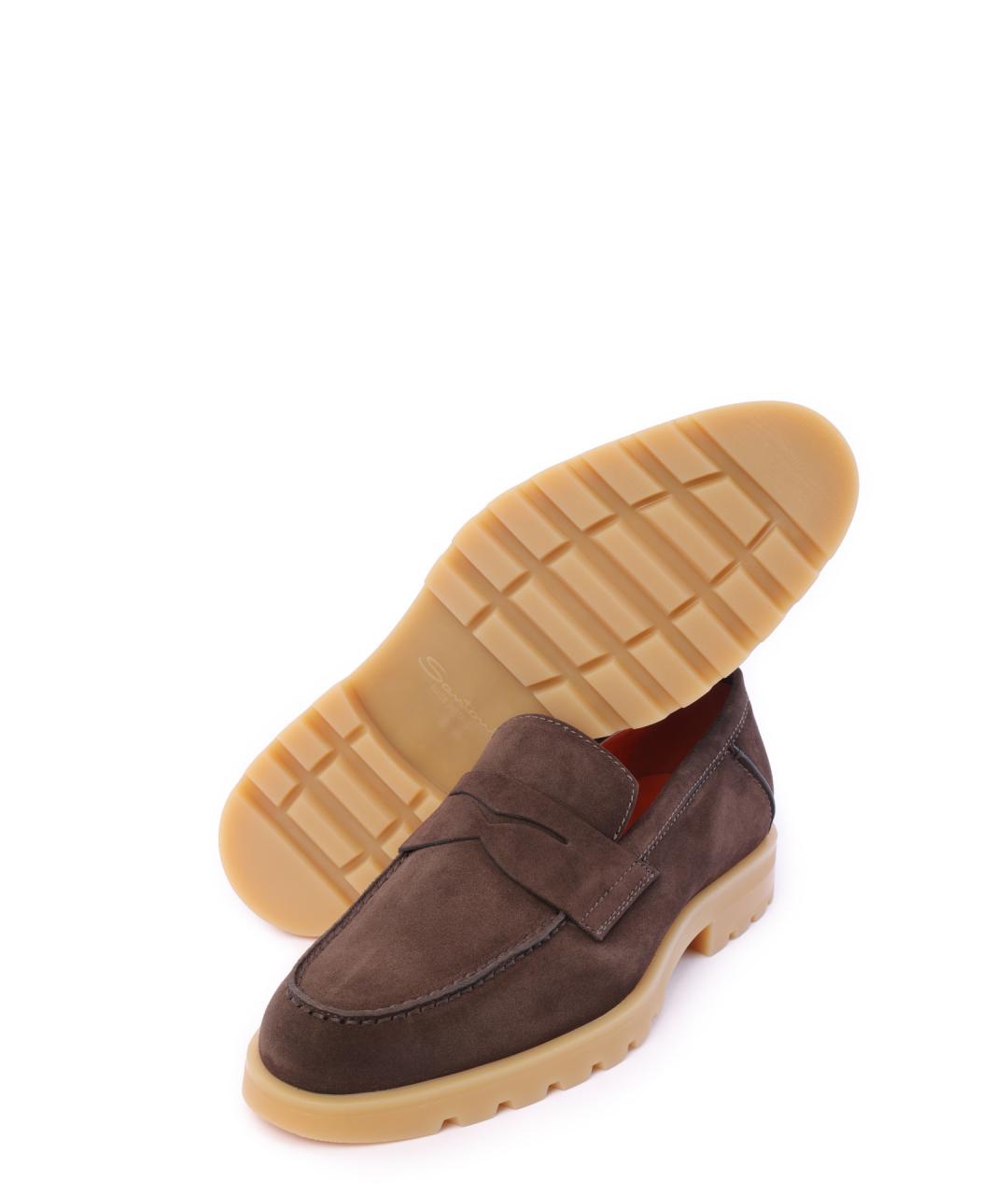 SANTONI Коричневые замшевые лоферы, фото 5