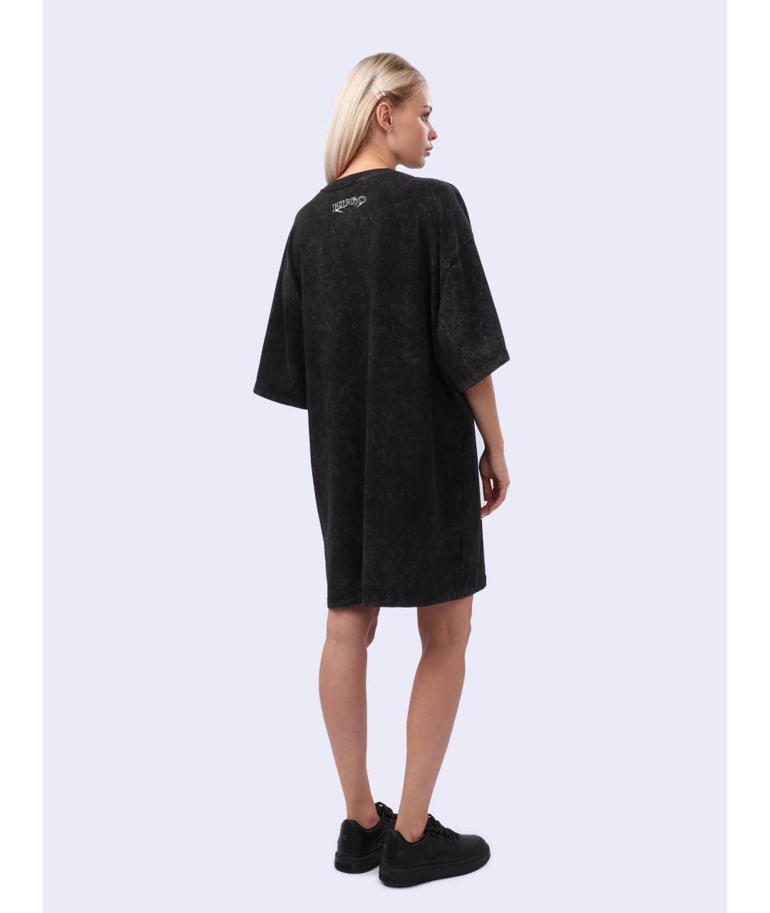 HUGO Черная хлопковая футболка, фото 4