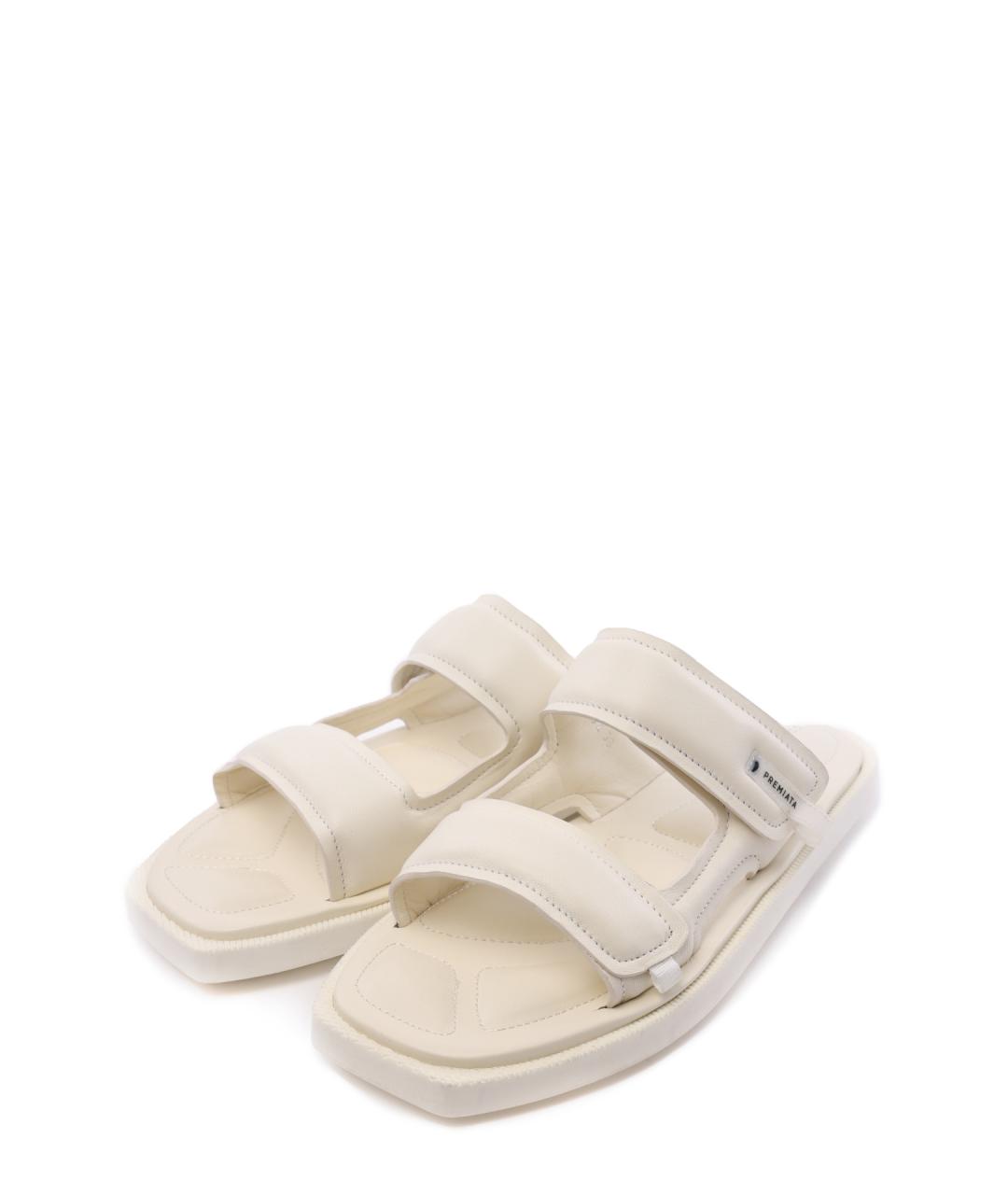 PREMIATA Белые кожаные шлепанцы, фото 2