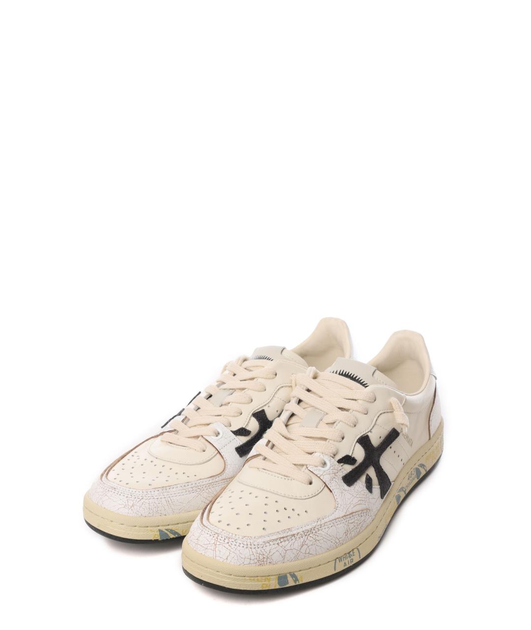 PREMIATA Бежевые кожаные низкие кроссовки / кеды, фото 2