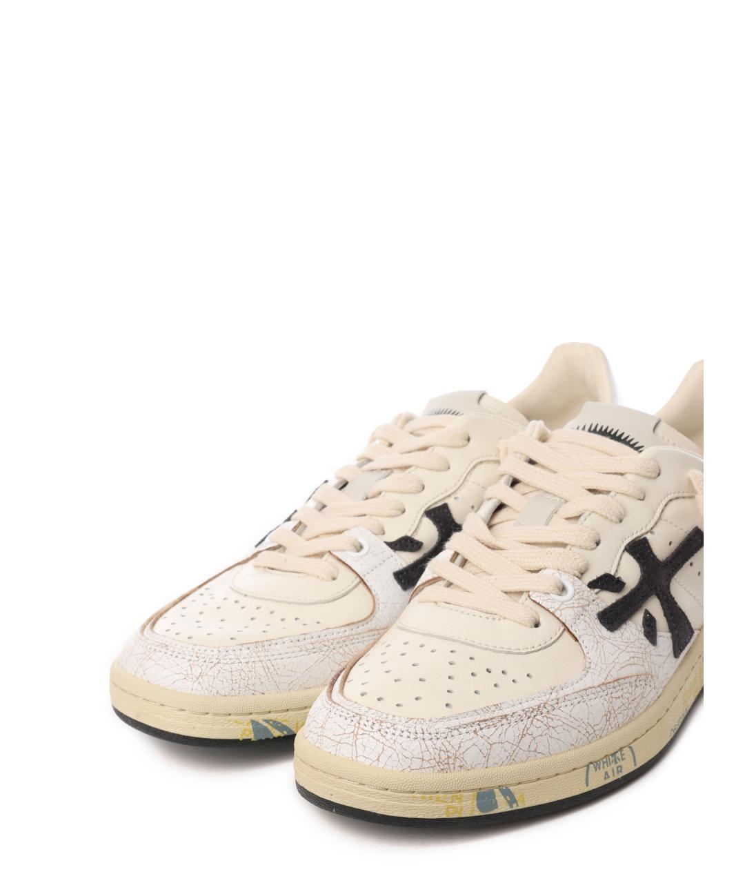 PREMIATA Бежевые кожаные низкие кроссовки / кеды, фото 7