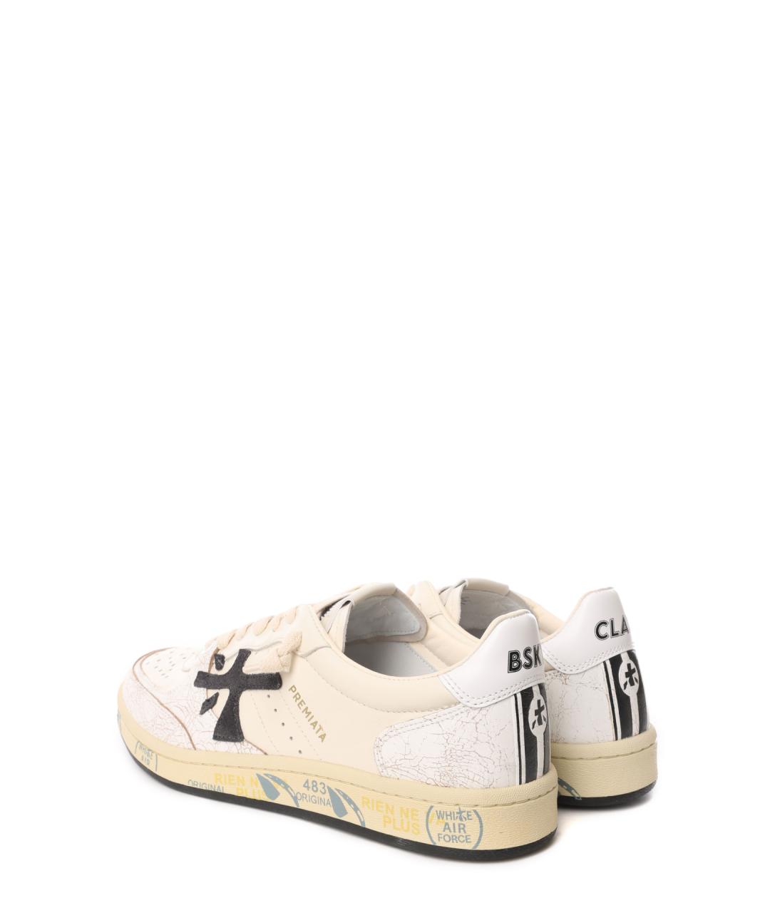 PREMIATA Бежевые кожаные низкие кроссовки / кеды, фото 3