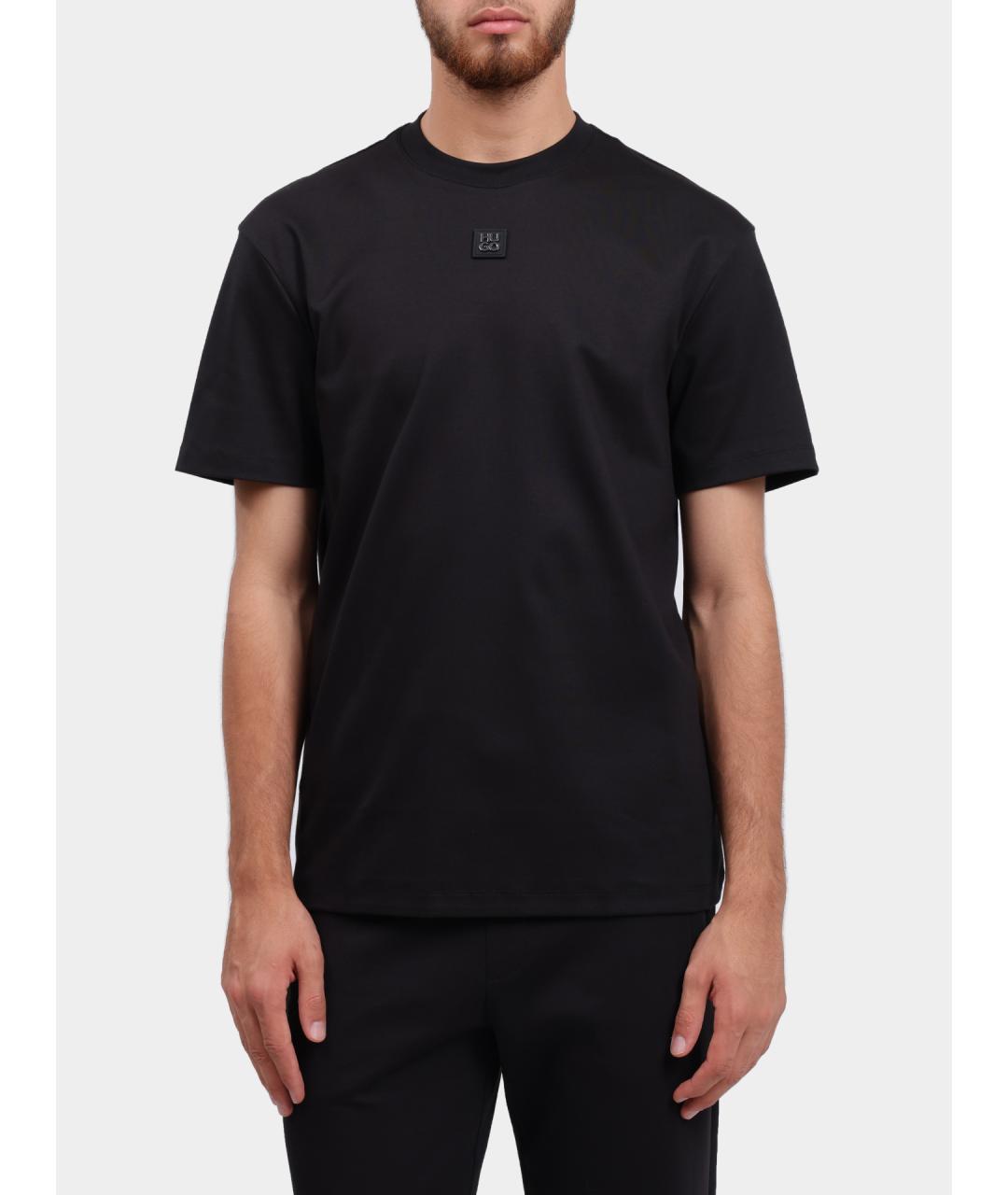 HUGO Черная хлопковая футболка, фото 5