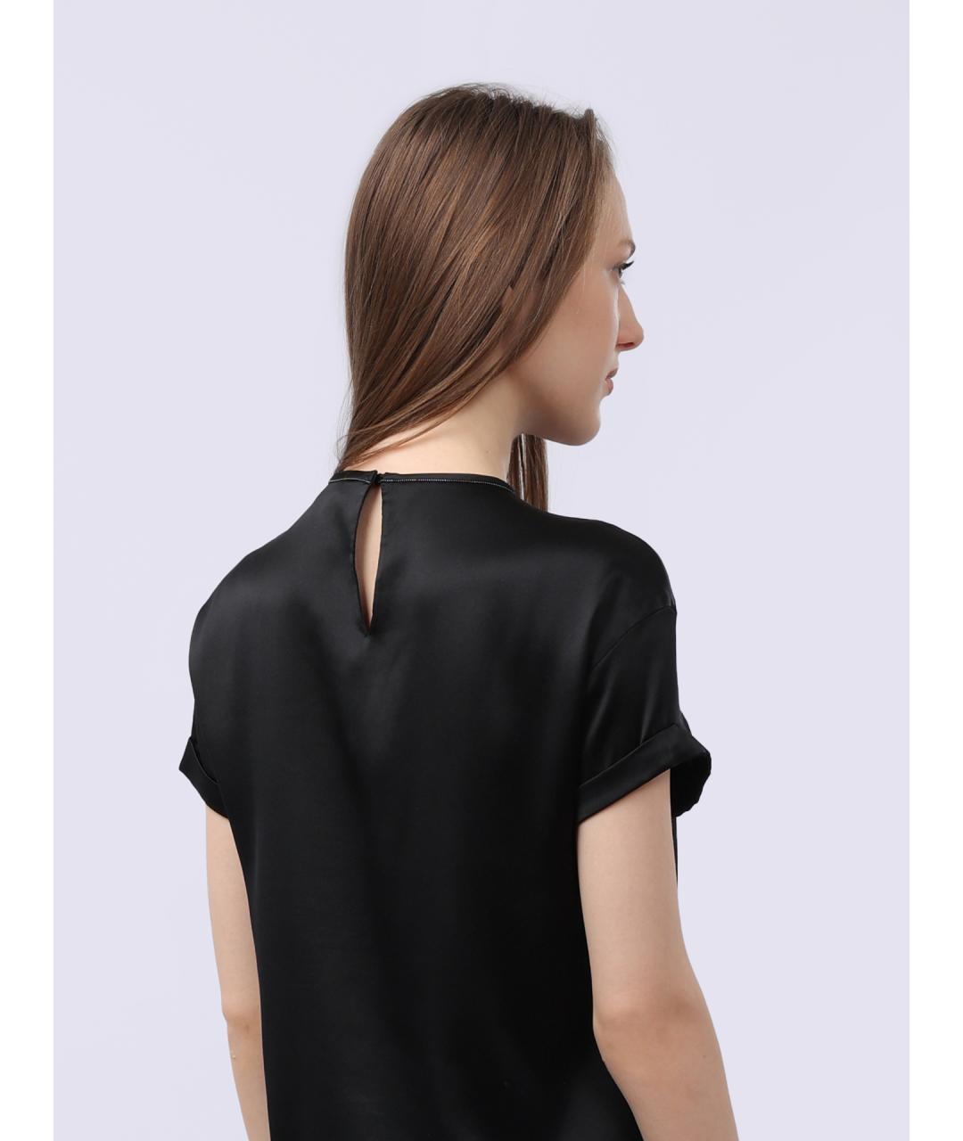 BRUNELLO CUCINELLI Черная шелковая майка, фото 6