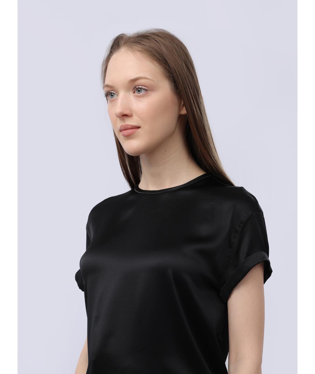 BRUNELLO CUCINELLI Черная шелковая майка, фото 4