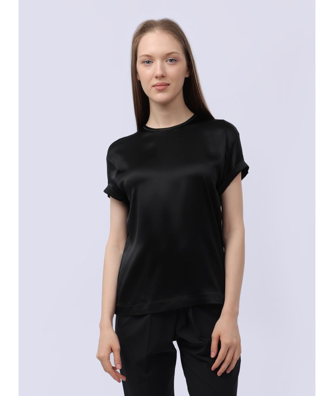 BRUNELLO CUCINELLI Черная шелковая майка, фото 7