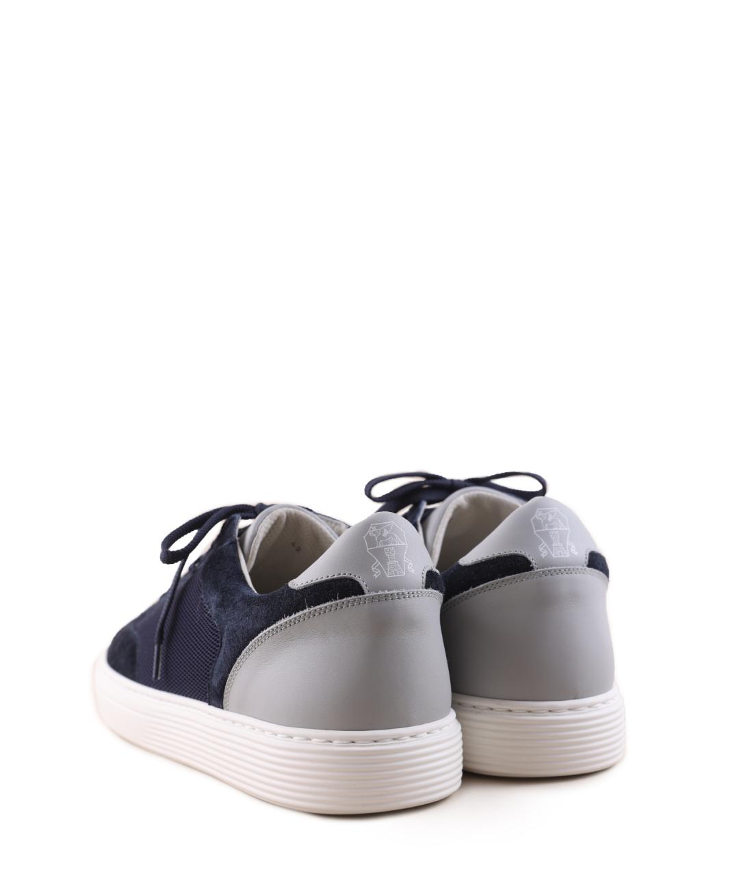 BRUNELLO CUCINELLI Синие текстильные низкие кроссовки / кеды, фото 3