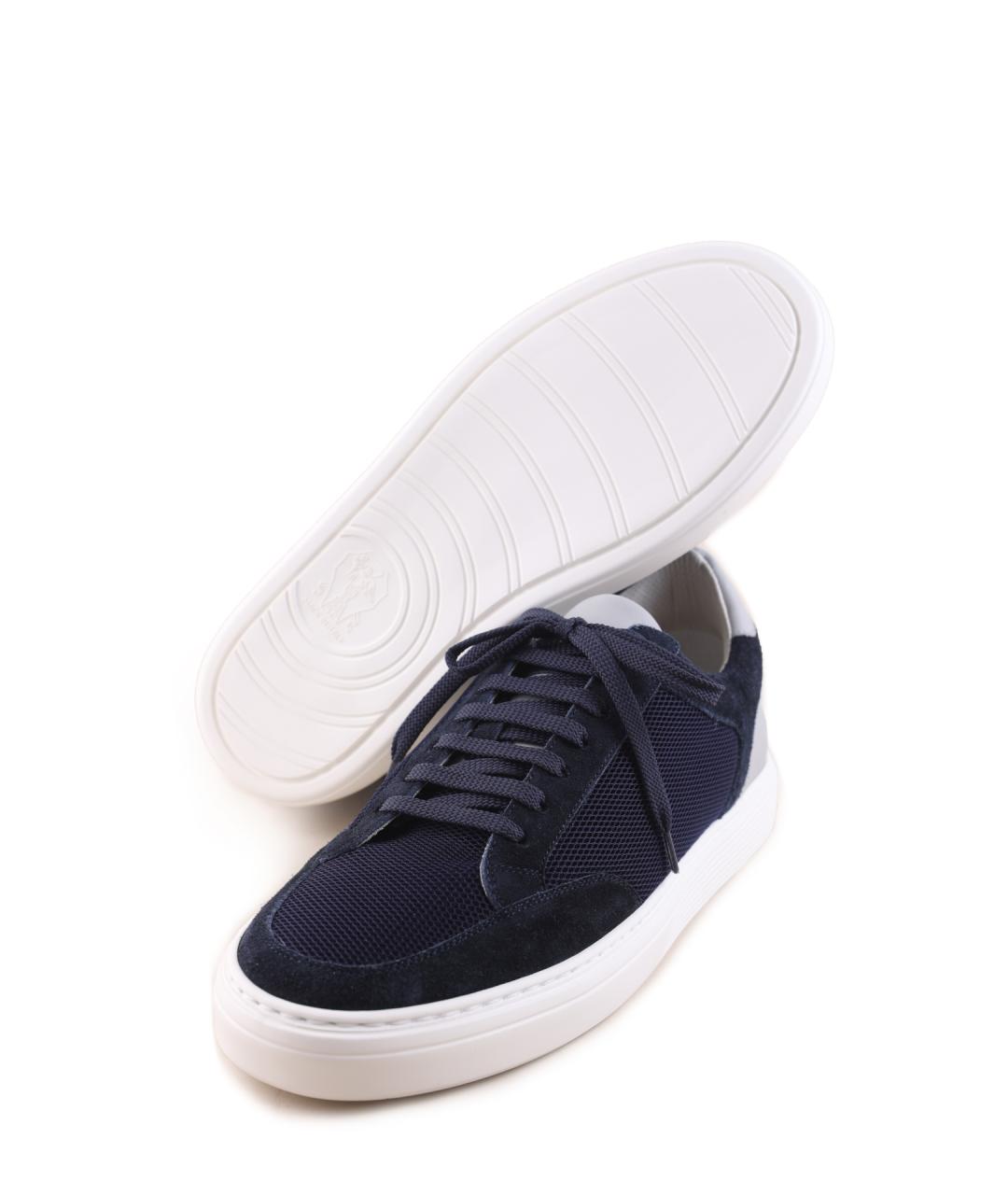 BRUNELLO CUCINELLI Синие текстильные низкие кроссовки / кеды, фото 4