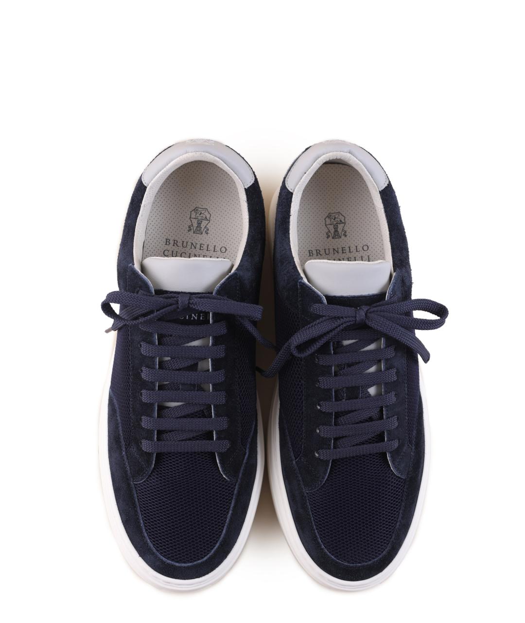 BRUNELLO CUCINELLI Синие текстильные низкие кроссовки / кеды, фото 5