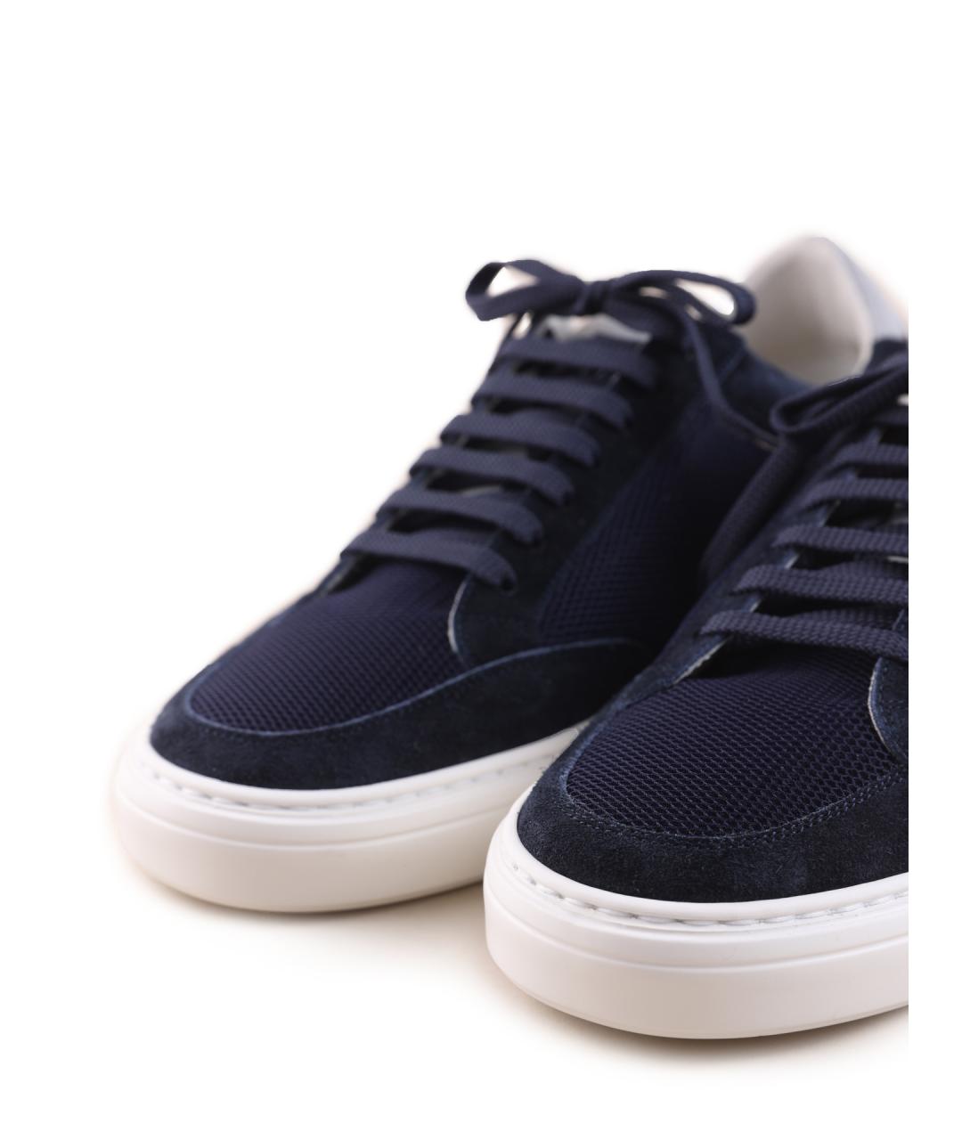 BRUNELLO CUCINELLI Синие текстильные низкие кроссовки / кеды, фото 6