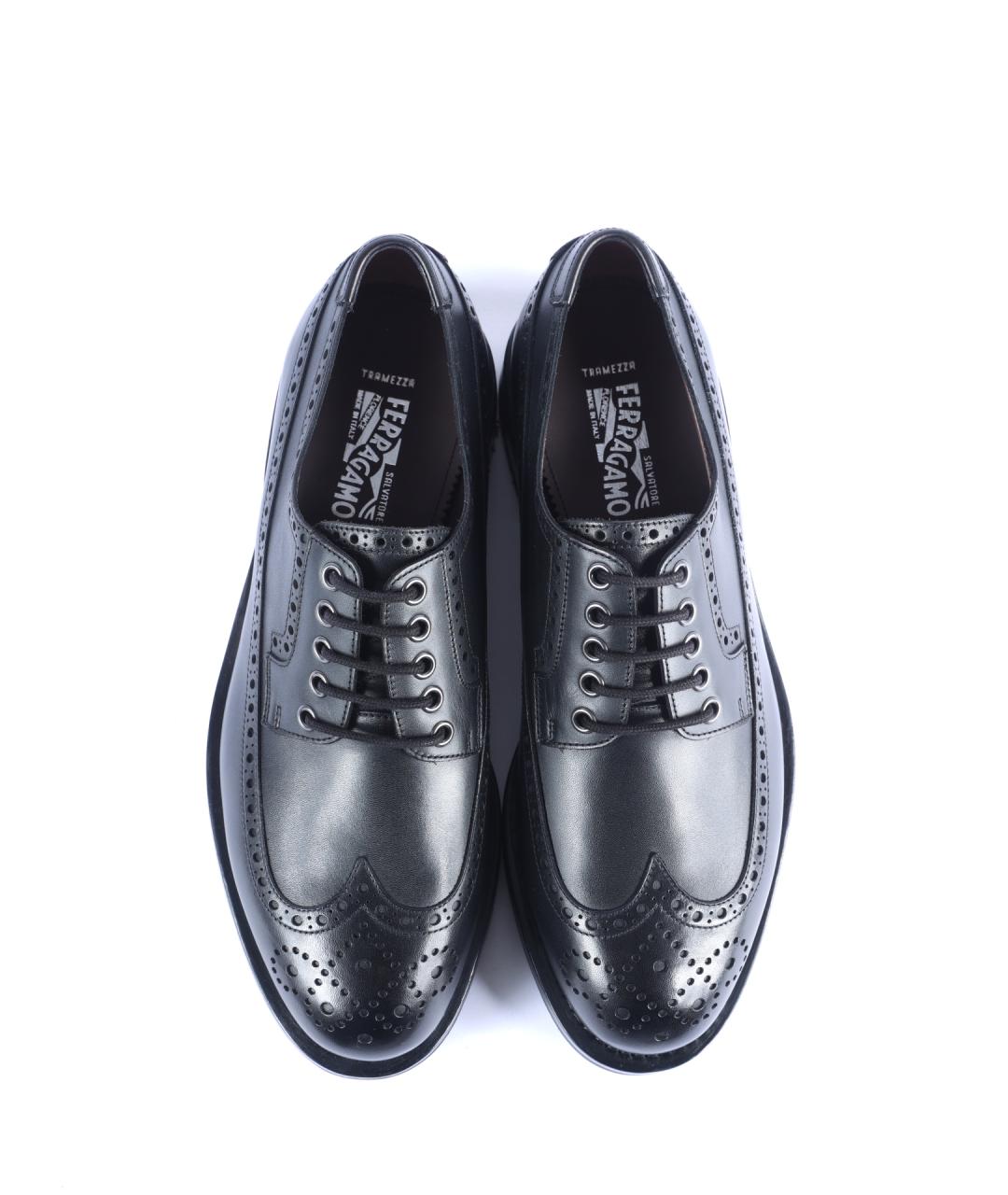 FERRAGAMO Черные кожаные туфли, фото 4