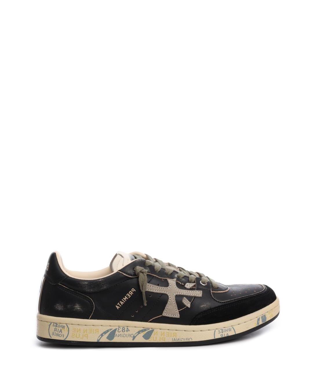 PREMIATA Черные кожаные низкие кроссовки / кеды, фото 1